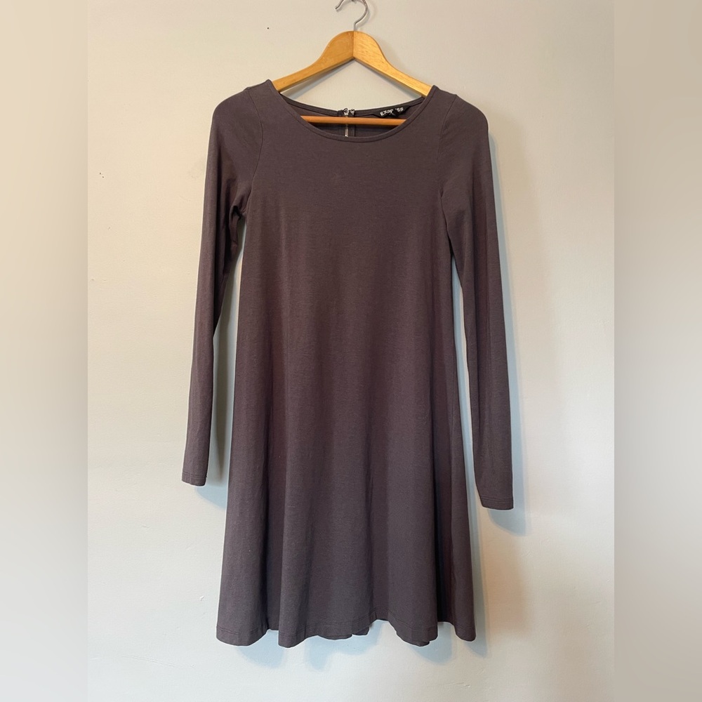 Express Gray Long Sleeve Swing Dress